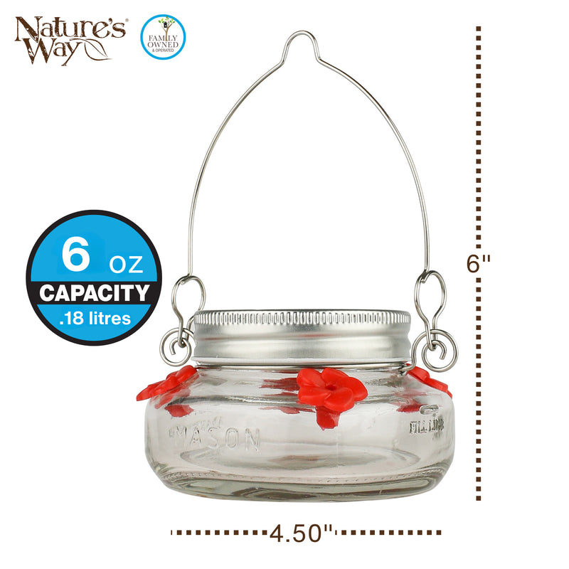 Load image into Gallery viewer, Mason Jar Glass Top-Fill Dish Hummingbird Feeder
