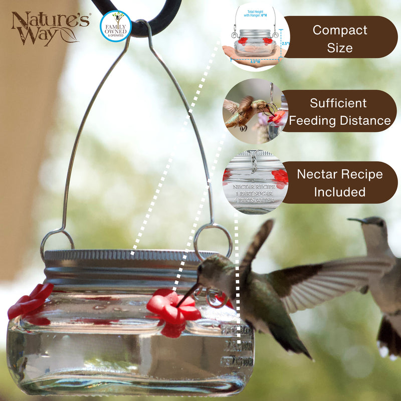 Load image into Gallery viewer, Mason Jar Glass Top-Fill Dish Hummingbird Feeder
