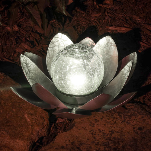 Lotus Flower Solar LED Garden Light - Silver