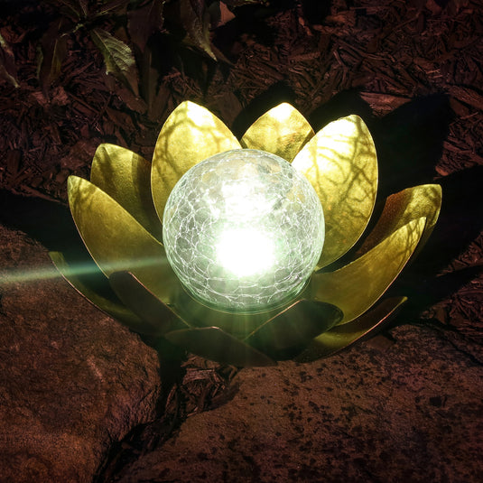 Lotus Flower Solar LED Garden Light - Gold