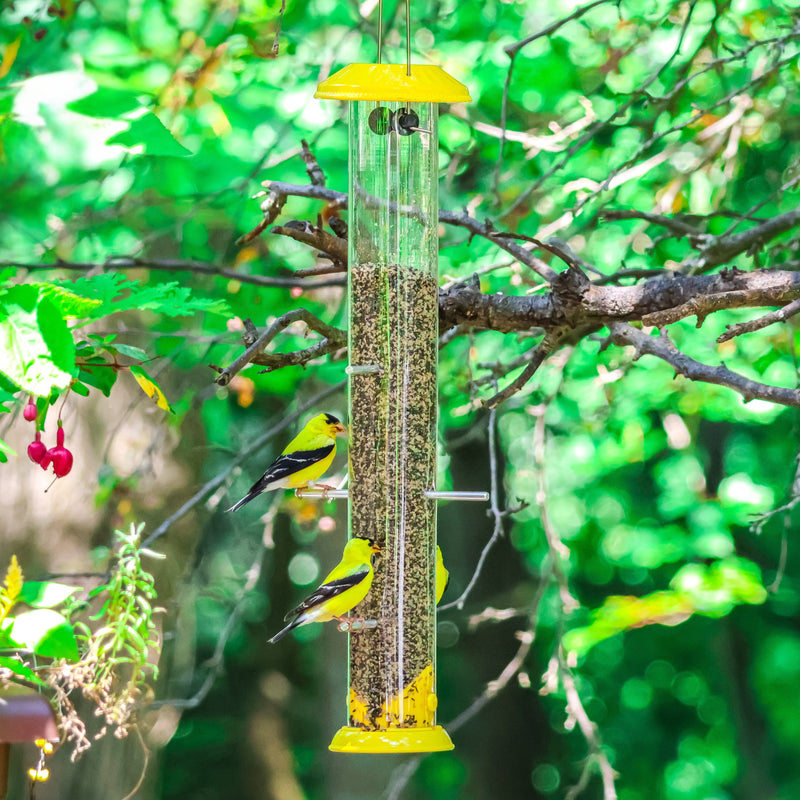 Load image into Gallery viewer, Bottoms Up Metal Thistle Finch Feeder
