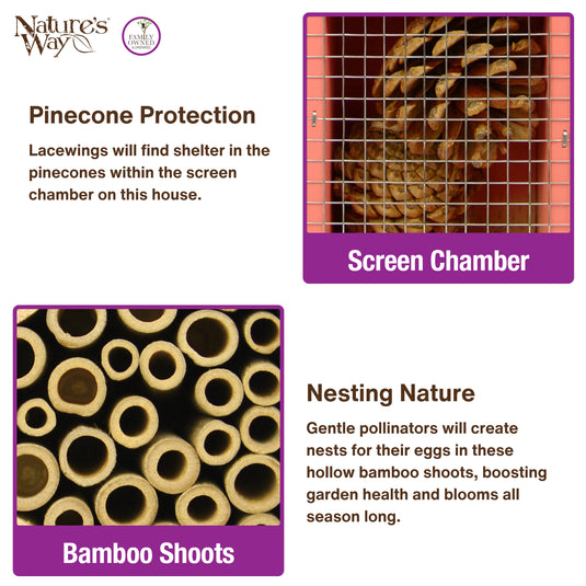 Better Gardens Dual-Chamber Beneficial Insect House - Red