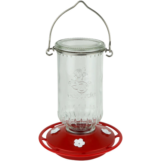 Ruby Roost Recycled Glass Hummingbird Feeder