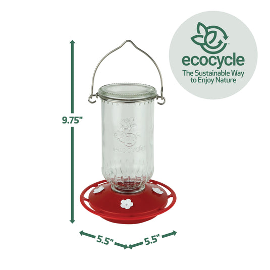 Ruby Roost Recycled Glass Hummingbird Feeder