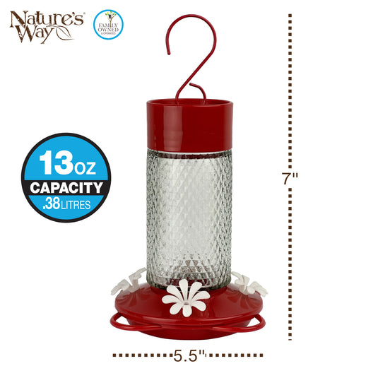 Charming Cherry Glass Gravity Hummingbird Feeder
