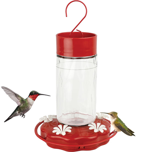 Scarlet Swirl Glass Gravity Hummingbird Feeder