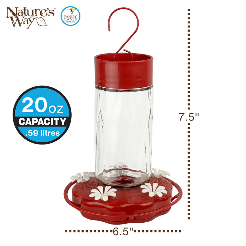 Load image into Gallery viewer, Scarlet Swirl Glass Gravity Hummingbird Feeder
