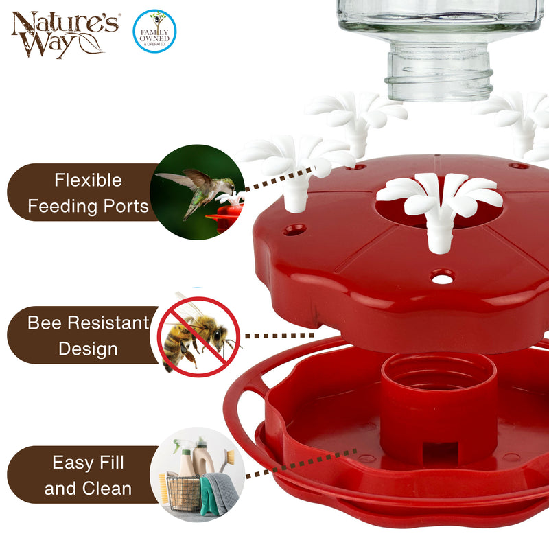 Load image into Gallery viewer, Scarlet Swirl Glass Gravity Hummingbird Feeder
