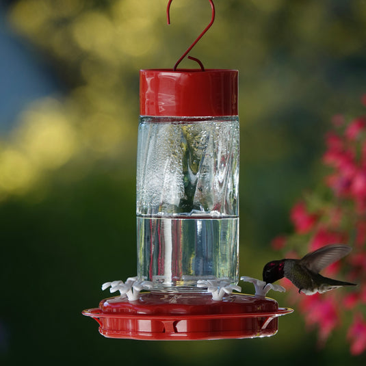 Scarlet Swirl Glass Gravity Hummingbird Feeder