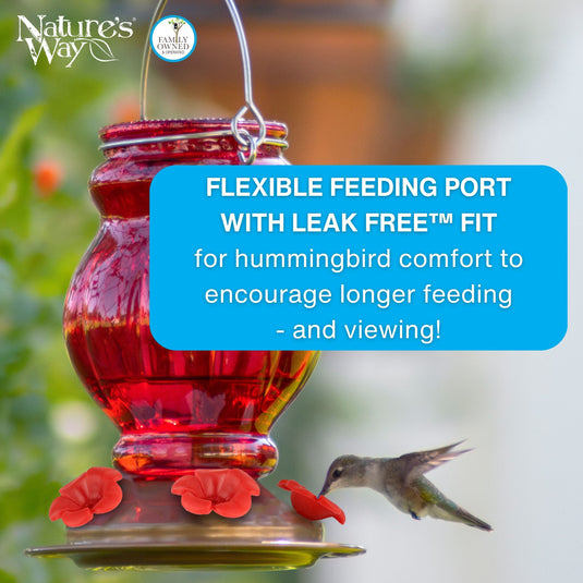 Red Tulip Hummingbird Feeder Replacement Flowers w/ Cleaning Brush, 9 ct