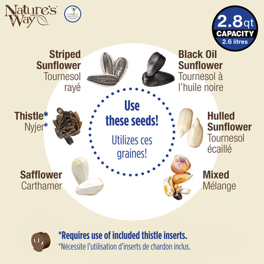 Wide Deluxe Funnel Flip-Top Tube Feeder