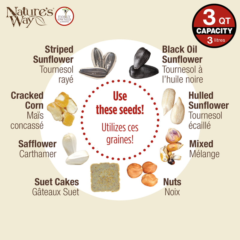 Load image into Gallery viewer, Cedar 3 QT Hopper Feeder w/ 2 Suet Cages
