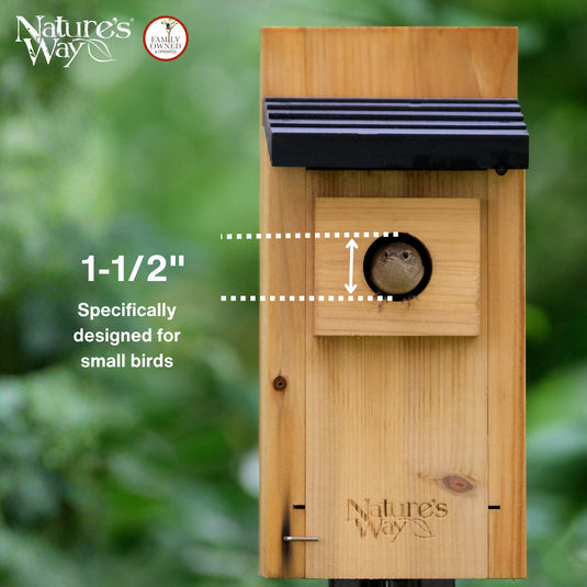 Cedar Bluebird Box House with Clean-Out Door and Predator Guard
