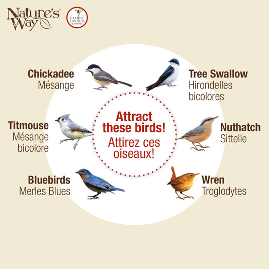 Cedar Bluebird Box House with Clean-Out Door and Predator Guard