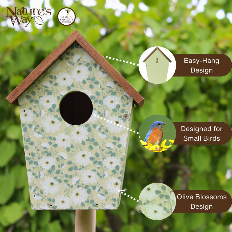 Load image into Gallery viewer, Olive Blossoms Decorative Bluebird House

