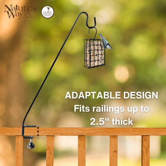 clamp on deck plant hanger Natures Way 33in Metal Adjustable Clamp-On Deck Hook Black