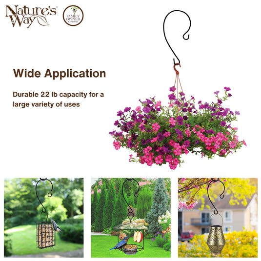 large hooks for hanging plants Natures Way 9in Metal Decorative Hook Black