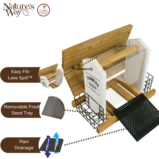 Farmhouse Cedar Hopper Feeder with Suet Cages