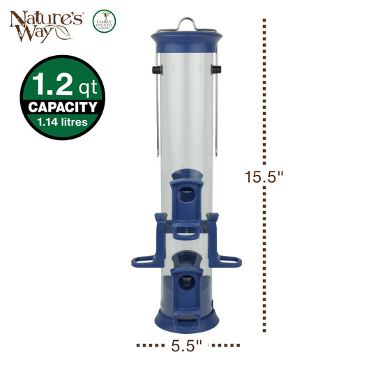 Plastic Tube Bird Feeder - Blue