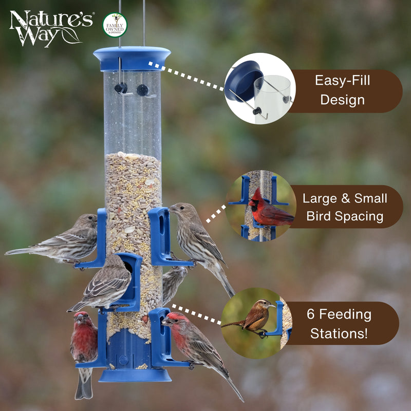 Load image into Gallery viewer, Plastic Tube Bird Feeder - Blue
