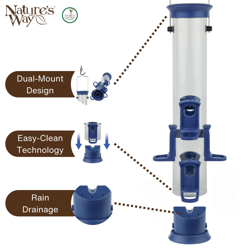 Load image into Gallery viewer, Plastic Tube Bird Feeder - Blue
