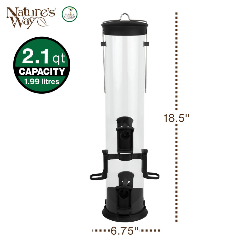 Load image into Gallery viewer, Large Plastic Tube Bird Feeder - Black
