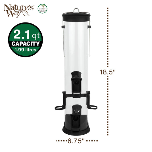 Large Plastic Tube Bird Feeder - Black
