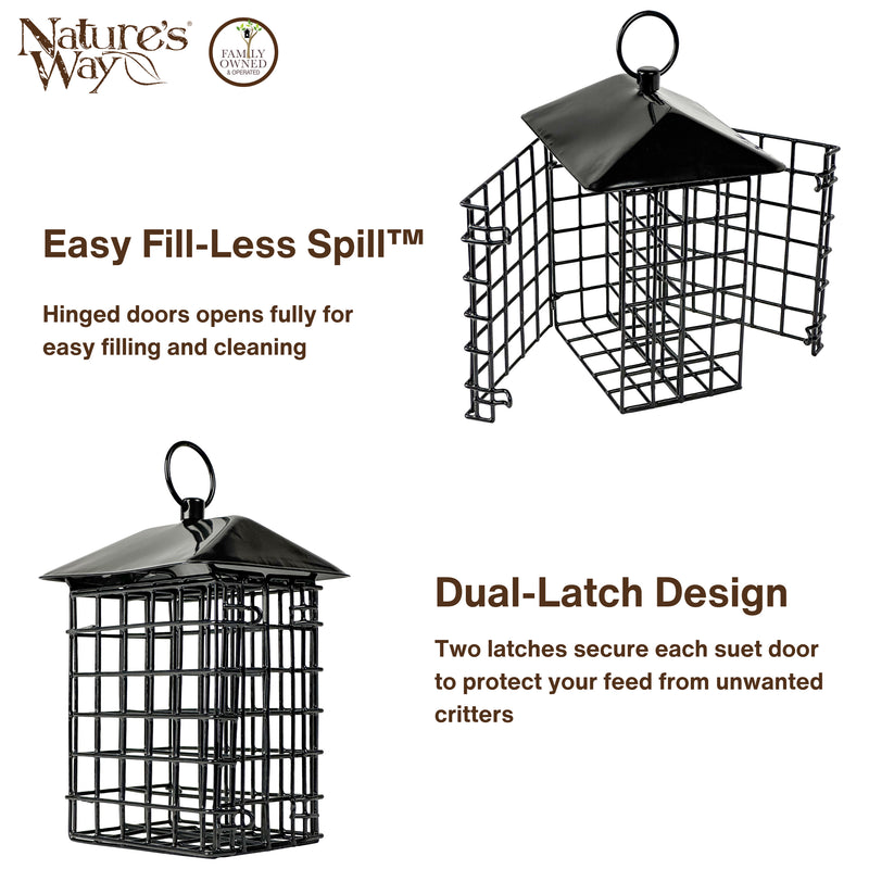 Load image into Gallery viewer, Metal Two Cake Suet Cage Bird Feeder w/ Roof - Two Cake
