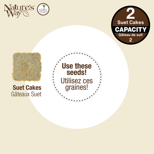 Metal Two Cake Suet Cage Bird Feeder w/ Roof - Two Cake