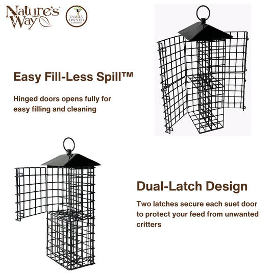 Metal Four Cake Suet Cage Bird Feeder w/ Roof - Four Cake