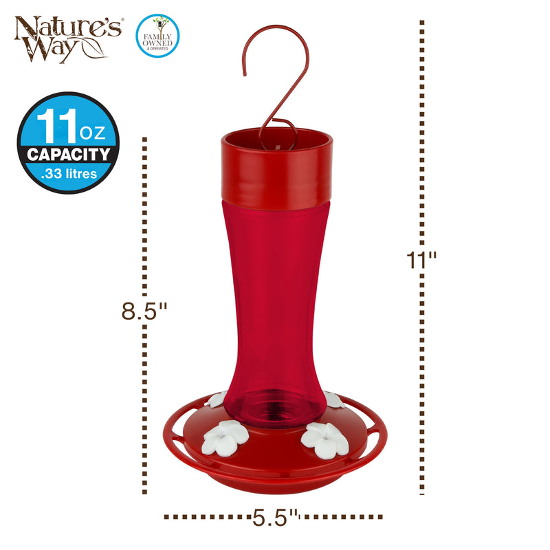 Load image into Gallery viewer, Crimson Silhouette Glass Gravity Hummingbird Feeder
