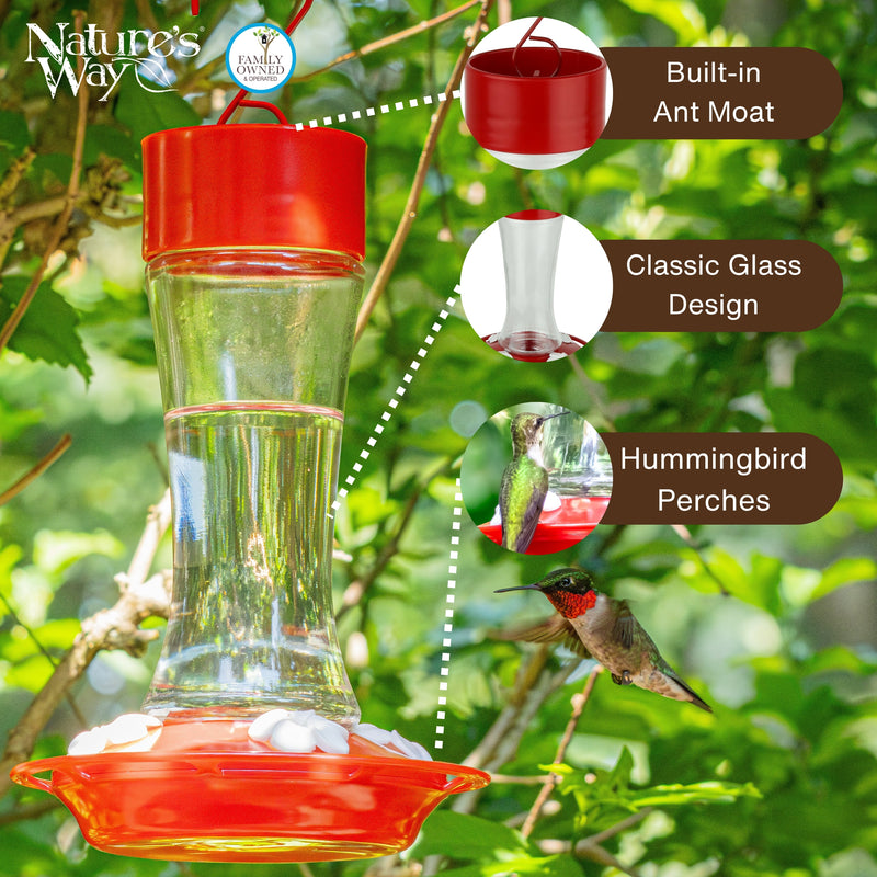 Load image into Gallery viewer, Scarlet Silhouette Glass Gravity Hummingbird Feeder
