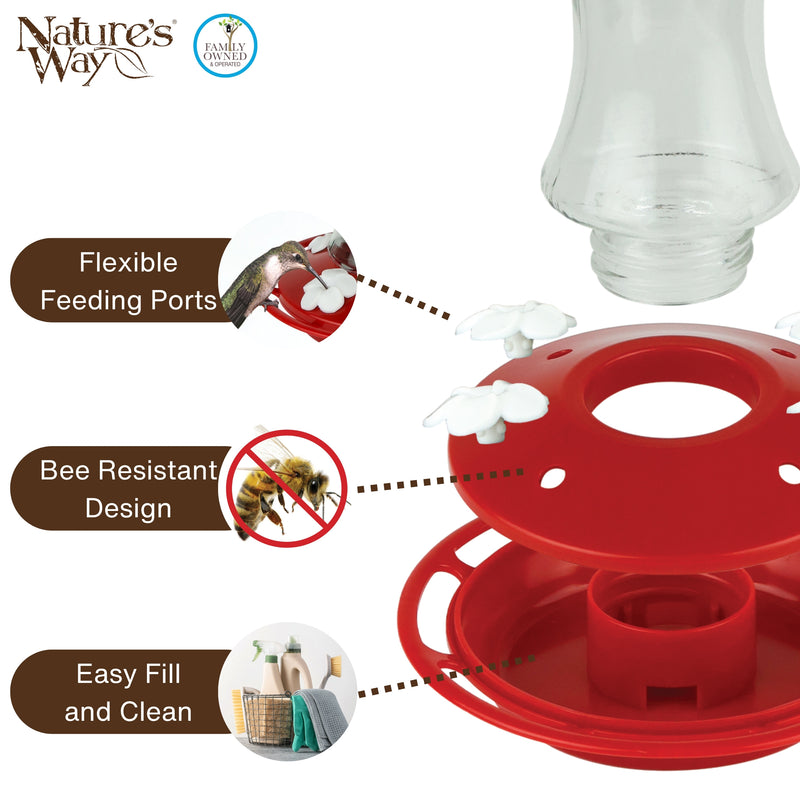 Load image into Gallery viewer, Scarlet Silhouette Glass Gravity Hummingbird Feeder
