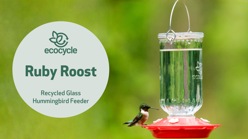 Load and play video in Gallery viewer, Ruby Roost Recycled Glass Hummingbird Feeder
