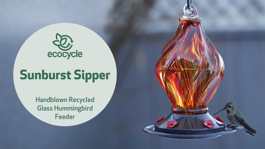 Sunburst Sipper Recycled Glass Hummingbird Feeder