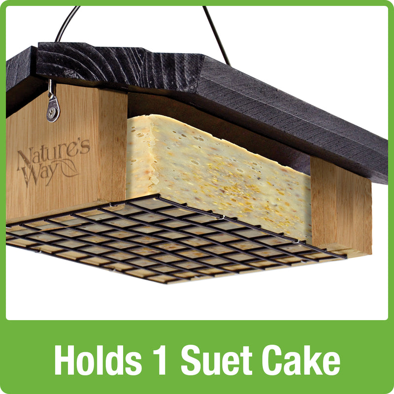 Load image into Gallery viewer, Nature&#39;s Way Upside-down bamboo Suet bird Feeder holds 1 suet cake
