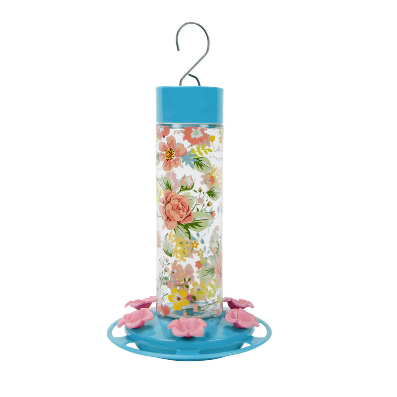 Load image into Gallery viewer, Charming Peony Decorative Glass Hummingbird Feeder
