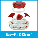 Decorative Glass Top-Fill Hummingbird Feeder - Crimson Corsage (Model# DTHF1)
