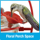 Decorative Glass Top-Fill Hummingbird Feeder - Crimson Corsage (Model# DTHF1)