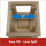 Easy fill-less spill design with no tools required and seven inch wide opening on Nature's Way cedar Gazebo bird Feeder