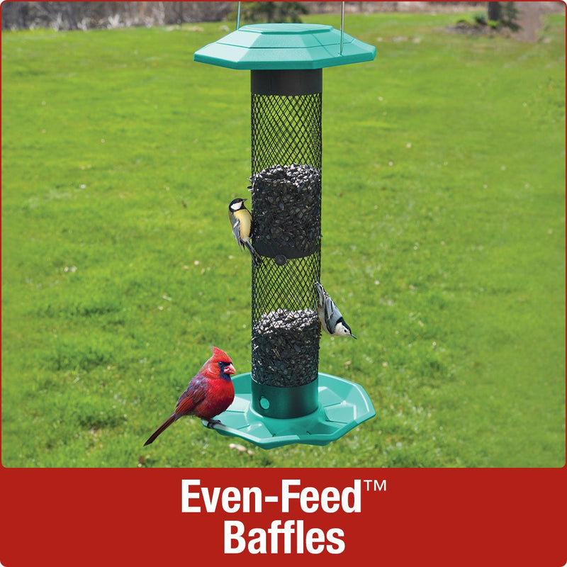 Load image into Gallery viewer, even feed baffles on the nature&#39;s way Funnel Flip-Top Mesh Sunflower Feeder
