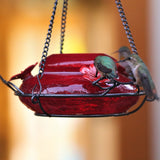 three hummingbirds feeding from the nature's way Modern Hummingbird Feeder - Solid Red