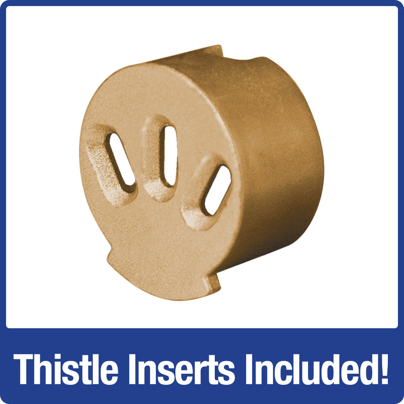 Load image into Gallery viewer, thistle inserts included on the Nature&#39;s Way Deluxe Funnel Flip-Top Tube Feeder
