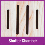 shutter chamber with four openings on the Better Gardens Pollinator Tower