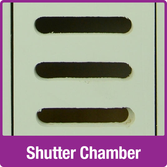 shutter chamber with 3 openings on the Better Gardens Dual-Chamber Beneficial Insect House