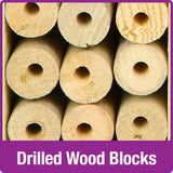 drilled wood blocks on the Better Gardens Multi-Chamber Beneficial Insect House
