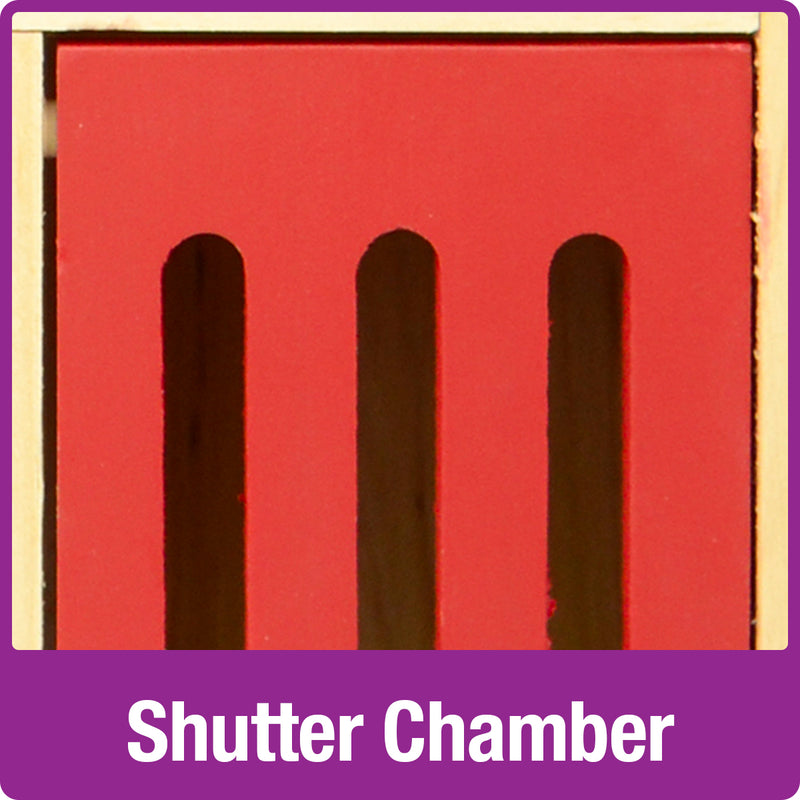 Load image into Gallery viewer, shutter chamber with 3 openings on the Better Gardens Multi-Chamber Beneficial Insect House

