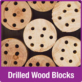 drilled wood blocks on the Better Gardens Deluxe Pollinator House