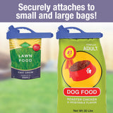 Handle-it Bag Clip securely attaches to small and large bags