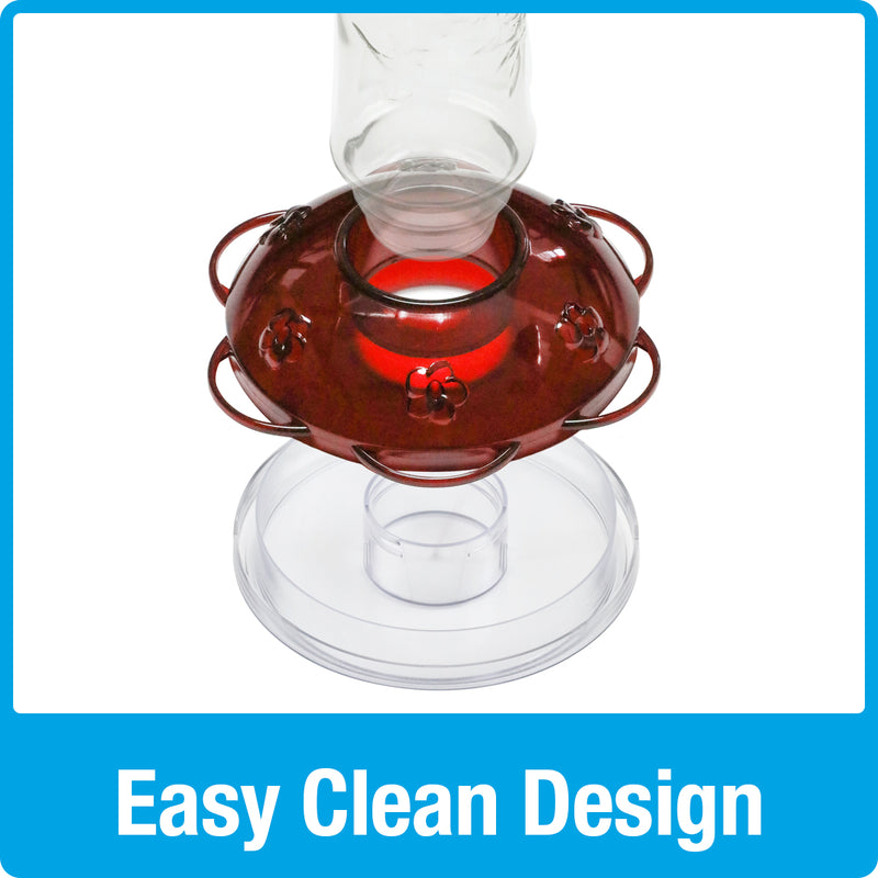 Load image into Gallery viewer, expanded view of all removable parts for easy filling and cleaning on the Nature&#39;s Way Traditional Gravity Hummingbird Feeder
